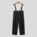 LinkMejor Men Solid Color Casual Overalls with Pockets, Loose Fit Workwear Jumpsuit With Adjustable Straps
