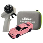 LinkMejor R02 1/64 2.4G RWD Drift RC Car Mini Race LED Light Radio Control High-Speed Motor On-Road Racing Vehicle Model Boys Gifts 60 Minutes Playing Time Toys