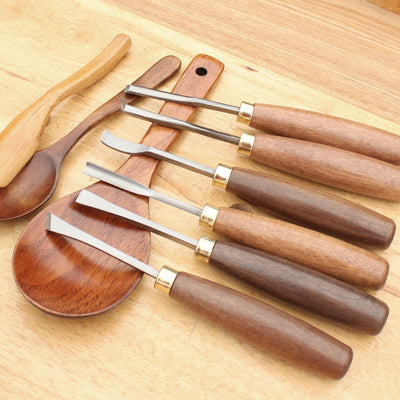 LinkMejor 12pcs Wood Carving Chisel Set Walnut Handle 65Mn High Carbon Steel Sharp Blade Professional Woodworking Carving Tools