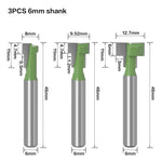 6mm 1/4" Shank T-Track Slotting & T-Slot Keyhole Cutter Router Bit Steel Handle 5/16" 3/8'' & 1/2'' Length Cutter For Wood