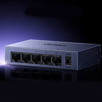LinkMejor CM633 Gigabit Ethernet Switch 5 Port Hub Ethernet 10/100/1000Mbps Switch RJ45 for Office and Home Plug Play Multi Socket RJ45 Compatible with PC TV Printer Camera Router