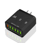 65W 6-Port USB Charger 3.1A USB-A*5 QC3.0 Fast Charging Wall Charger Adapter EU Plug US Plug for iPhone 12 13 14 14 Pro for Huawei Mate50 for Samsung Galaxy S23 for Oppo Reno9 for Redmi K60