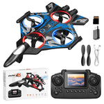 LinkMejor YL85 YL86 WiFi FPV Glider with LCD Screen Controller HD Camera Gliding Hovering Headless Mode 360° Rolling LED 2.4G RC Remote Control Drone Airplane Quadcopter Stunt Fighter RTF