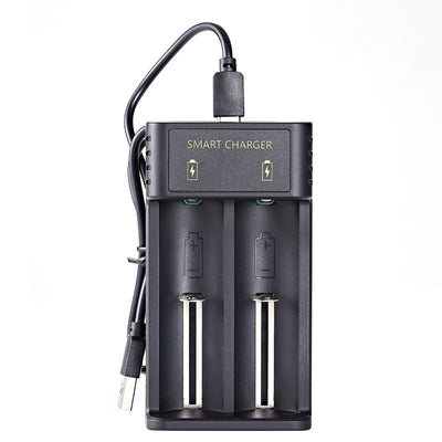2 Slots 18650 Battery Charger Type-C for 4.2V Rechargeable Lithium  10440/14500/14650/16340/17500/17670/18350/18500/18650/26650/21700 Batteries