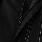 LinkMejor Mens Topstitching Irregular Layered Design Black Pants Skirt Design Hemmed Trousers
