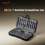 LinkMejor RS1 PLUS 38-in-1 Ratchet Screwdriver Kit Magnetic T-Handle Precision Tool Set with S2 Steel Bits