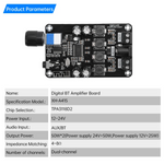 XH-A415 Digital BT Amplifier Board Dual Channel Stereo Output 50W+50W High Efficiency Class-D Audio Amplifier 12-24V AUX BT TPA3118D2