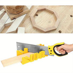 Mitre Box and Hand Saw Set 12 inch ABS Plastic Multiple Angle Clamping Mitre Box with 14 inch Back Saw for Woodworking
