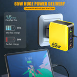 65W 6-Port USB PD Charger 3USB-A+3USB-C PD QC3.0 Fast Charging Wall Charger Adapter EU Plug US Plug for iPhone 16 16 Pro 15 14 13 Pro Max for Samsung Galaxy Z Flip 6 for Huawei Mate XT