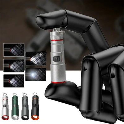 300LM Powerful EDC LED Keychain Flashlight With Battery Rechargeable Mini Torch Portable Work Light with Magnet Back Clip, Alloy Chain