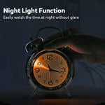 LinkMejor 4 Inch Loud Alarm Clock Twin Bell Analog for Heavy Sleepers Silent Non-Ticking Quartz with Backlight