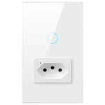 Brazil Standard Tuya Zigbee3.0 Smart Wall Light Switch with Socket 4X2 Glass Panel Light Switch Smart Life Voice Control Via Alexa Google Home