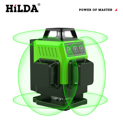 LinkMejor Green Light Laser Level High Accuracy 12-Line 3D 16-Line 4D User-friendly Wall Attachable Battery Powered Construction Tool Lithium Battery Remote Control