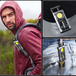 Magnetic COB LED Work Light Portable Keychain Flashlight UV Light Red/Blue Warning Green Light Keychain Light Mini Torch Light