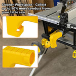 Table Saw Dust Collection Adapter Compatible with DWE7485 High-Performance Polymer Compact Design On Installation Enhanced Dust Control 90 Percent Sawdust Removal Efficient Workshop Tool