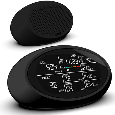 High Accuracy 10 in 1 PortableAir Quality Monitor CO2 TVOC HCHO PM2.5 PM1.0 PM10 AQI Alarm Temperature Humidity Display Dual Chip Air Quality Tester Indoor
