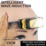 LinkMejor Multi-Source Sensor Headlamp, Portable Running Light With Cap Clip Magnet, Rgb Ambient Light, Digital Display Headlamp For Fishing Camping Hiking,Running