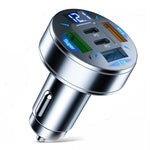 JMG 250W 5-Port USB PD Car Charger Adapter 3USB-A+2USB-C PD QC3.0 Fast Charging with Blue LED Digital Display for iPhone 16 16 Pro 15 14 13 Pro Max for Samsung Galaxy S25 Ultra for Huawei Pura X for Xiaomi 15pro