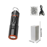 300LM Powerful EDC LED Keychain Flashlight With Battery Rechargeable Mini Torch Portable Work Light with Magnet Back Clip, Alloy Chain