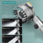 LinkMejor High-Pressure Shower Head One-Key Stop Adjustable Spray 3-Mode With Massage Brush Filter Rain Shower Faucet Bathroom Accessories