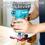 LinkMejor Adjustable 2 in 1 Invisible Fastener Slotting Bracket Mortising Jig Wood Trimmer Router Tool Drawer Handle Punching Template
