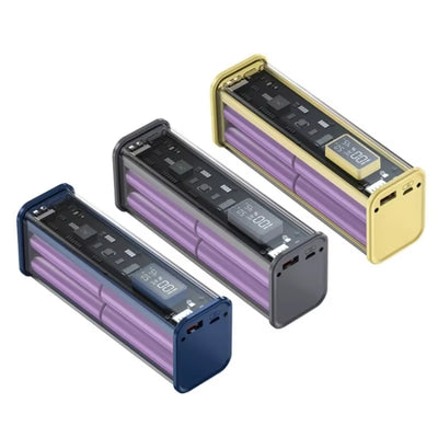 K32 100W 10000mAh/20000mAh Transparent Power Bank LED Display External Battery Power Supply with 2 Input & 3 Output Support PD/QC/AFC/SCP Fast Charging for iPhone 16 16 Pro 15 14 13 Pro Max for Xiaomi 15pro for Samsung Galaxy S25 Ultra