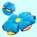 Magic Transforming UFO LED Light Flying Saucer Ball Stress Relief Outdoor Toy Unisex Plastic Deformation Flat Dual Modes Fun