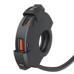 Motorcycle USB Charger 30W Type-C PD 18W USB-A Quick Charge 3.0 Waterproof IP65 Nylon Material Handlebar Mount DC 12V-24V