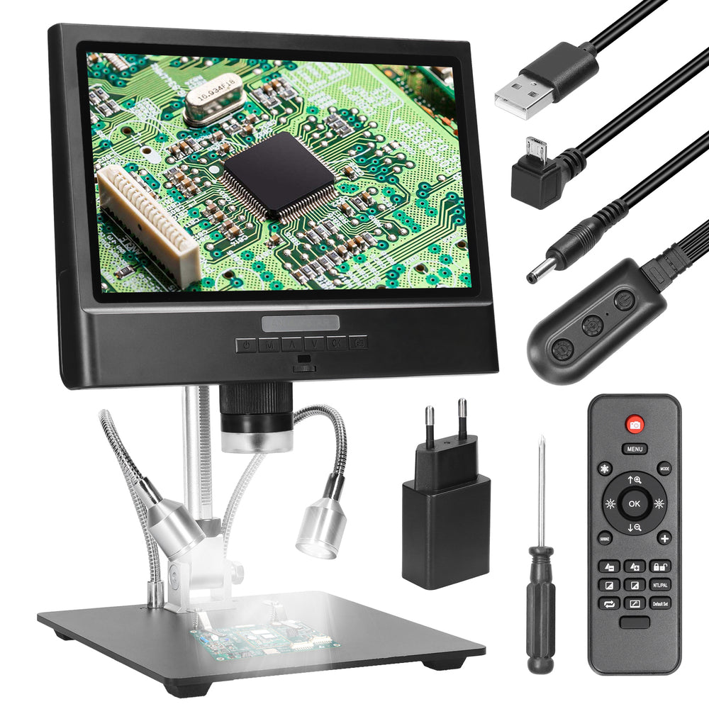 LinkMejor 10 Inch Digital Microscope  4X Zoom 1080P LCD Display Magnifier Soldering Microscope with LED