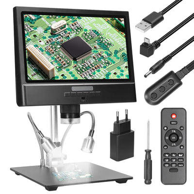 LinkMejor 10 Inch Digital Microscope  4X Zoom 1080P LCD Display Magnifier Soldering Microscope with LED