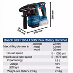 LinkMejor 185-LI for Bosch Professional Brushless Rotary Hammer SDS Plus 18V Impact Drill Powerful Motor Reduced Vibration Recoil Control Dust-Free Attachment Lightweight Design
