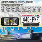 Wireless Solar Energy 720P Rear Front License Wifi Camera Built-in Battery for IPhone Android Phone Truck Car Van RV