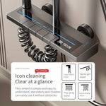 Space Aluminum Digital Display Square Shower Set Piano Button Bathroom Booster Shower Head System With Ambient Light Wall Mount Bracket Bathroom Faucets