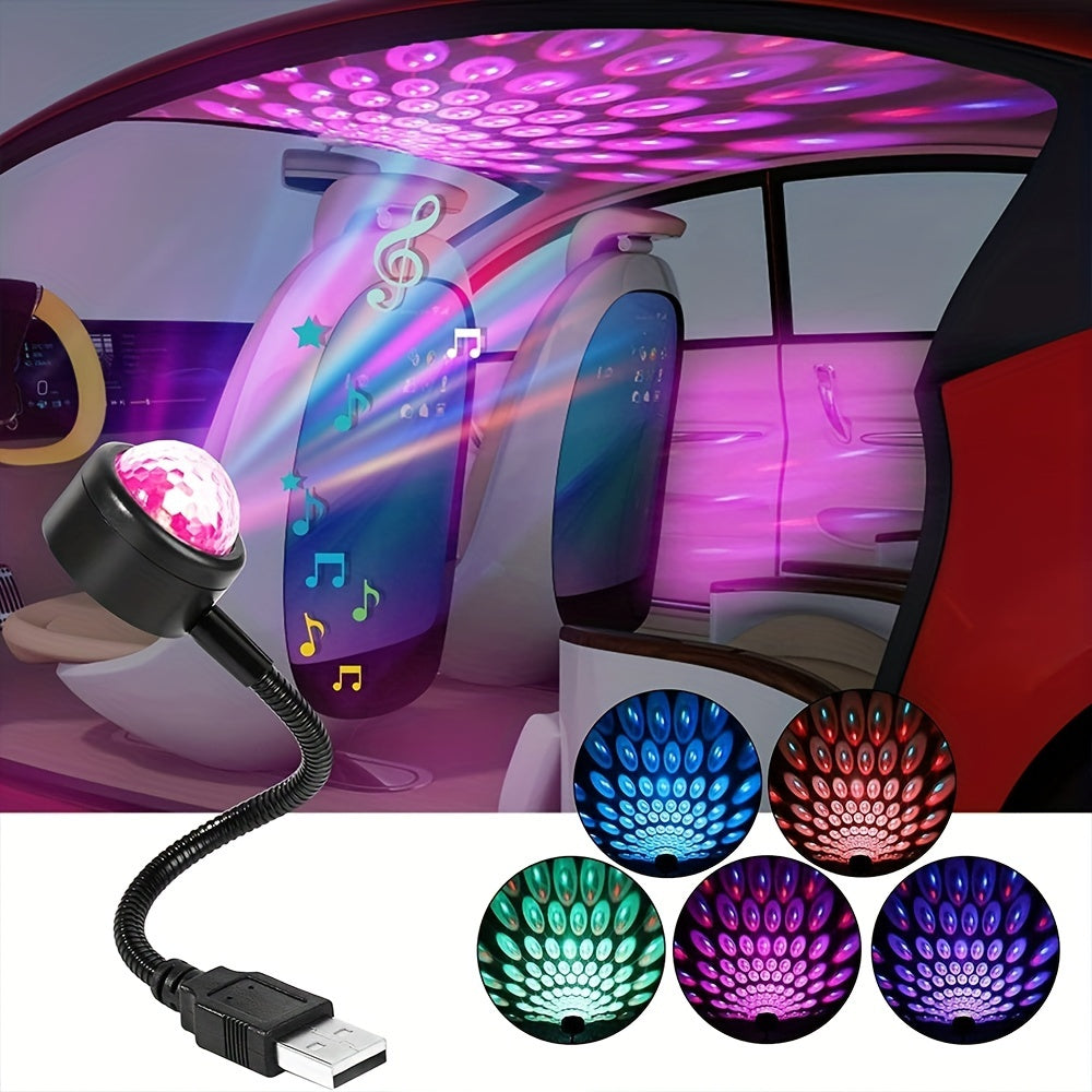 LinkMejor Car Atmosphere Lamp Music Rhythm Projector LED Car Magic Ball Lamp Party Stage Stage Voice Control Romantic