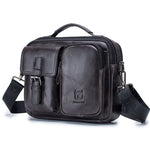 LinkMejor Genuine Leather Mens Shoulder Bag Business Crossbody Bag Male Briefcase Messenger Bag Men's Casual Handbags Vintage Flap Clutch Purse Tote
