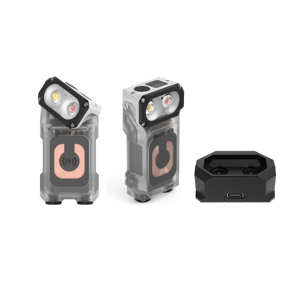 LinkMejor X3 Owl 700LM Mini LED Keychain Flashlight 180° Rotating Head Best EDC Flashlight Wireless Charging Base Ultra-light Weight Mini Torch Camping Tent Lamp
