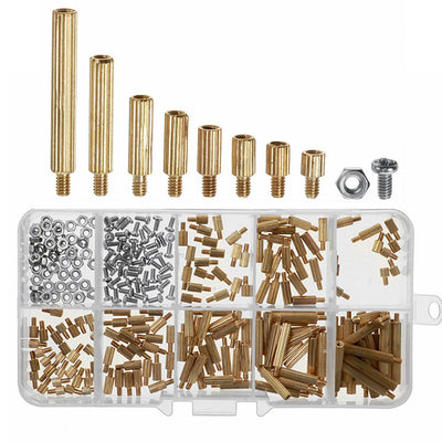 LinkMejor® 260Pcs M2 PCB Threaded Brass Male Female Standoff Spacer Board Hex Screws Nut Assortment Box Kit Set with Plastic Box Hollow