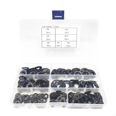 65 Steel Internal Tooth Washers Assortment 340Pcs Black Coated Quick Speed Locking Rings Corrosion Resistance M3 M4 M5 M6 M8 M10 Industrial Automotive Household Use