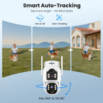 Hiseeu WTDS803 6MP Pixels Solar Powered Dual Lens Wireless WIFI IP Camera with Color Night Vision PIR Motion Alerts Eseecloud App Remote Control IP65 Waterproof