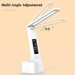 LinkMejor LED Desk Lamp Dimmable Touch Control with Calendar Temperature Clock Night Light Foldable Table Lamp for Study Reading Lamp