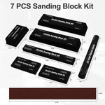 7pcs Sanding Block Kit EVA Foam Wet Dry Sandpaper for Woodworking Automotive Car Bodywork