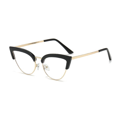 Fashion Metal Cat Eye Reading Glasses Anti-Blue Light High Definition Lenses Lightweight Computer Eyewear With Magnification