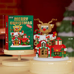 Christmas Elk Deer Santa Claus Building Blocks City Snow House Xmas Tree Decor. Bricks with Light Set Toys for Children Kids Gift