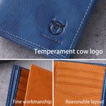 LinkMejor Men's Genuine Leather RFID Wallet Handmade Cowhide Thin Design Large Capacity Short Coin Purse Clip Business Casual Card Bag Gift
