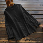 LinkMejor Women Long Sleeve Blouse Casual Solid Button Down Shirts Female Cotton Tops Chemise S-5XL, Spring Fall for Women Tops