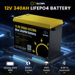 LinkMejor 12V 340AH Vehicle Storage Box 4352Wh Mini LiFePO4 Battery Built-in 200A Bluetooth BMS