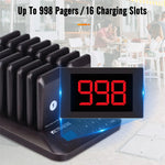 LinkMejor TD157 Restaurant Pager Wireless Calling System 16pcs Coasters Buzzer Beeper Bell Receivers 300m Transmission Rechargeable Battery for Restaurant Bar Cafe Hotel Hospital