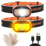Powerful LED Sensor Headlamp USB Rechageable Headlight LED Head Light Camping Search Light with Built-in Battery Fishing Lantern