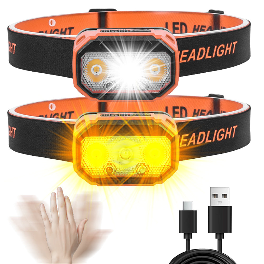 Powerful LED Sensor Headlamp USB Rechageable Headlight LED Head Light Camping Search Light with Built-in Battery Fishing Lantern