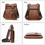Ekphero Men Vintage Genuine Leather Shoulder Bag Small Messenger Bags Large Capacity Business Casual Crossbody Bag